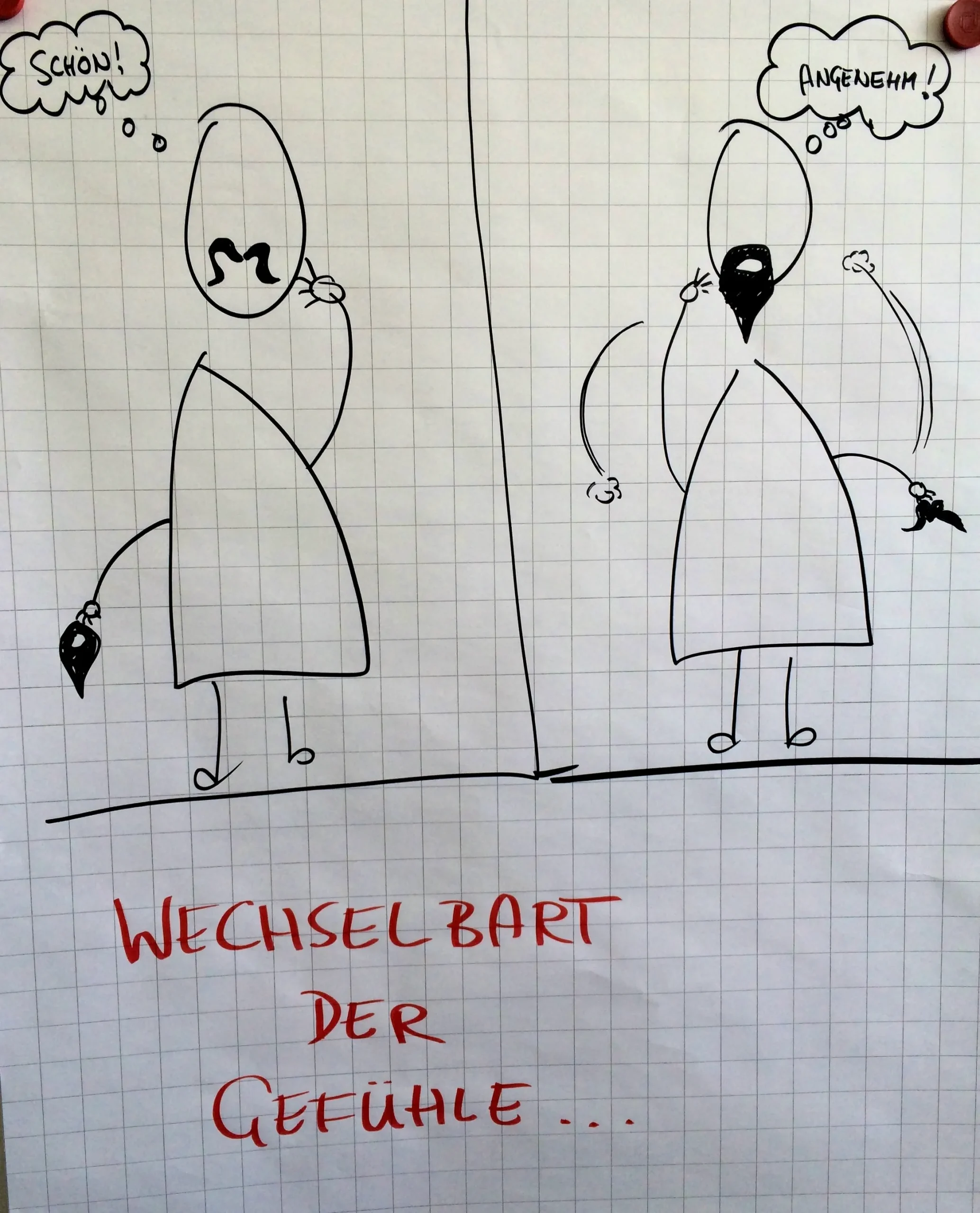 Ein Bart ist schön, der zweite trägt sich angenehm: „Wechselbart der Gefühle...“.